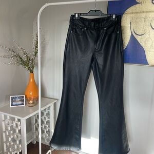 Black Faux Leather Flared American Eagle Jeans. Size 10.